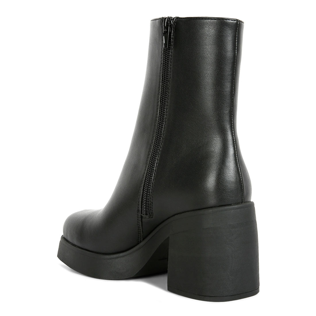 Black Sing Collar High Ankle Platform Boots