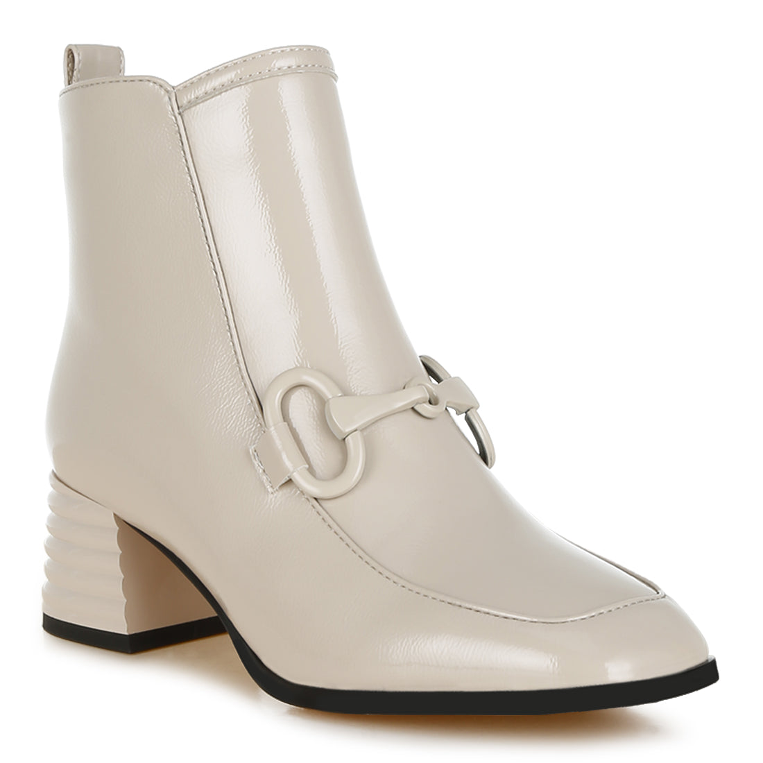 Mixed Texture Block Heel Boots
