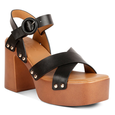 cross strap embellished heels#color_black