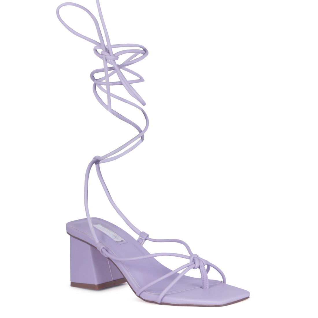 Purple Tie-Up Block Heeled Sandal - LILAC