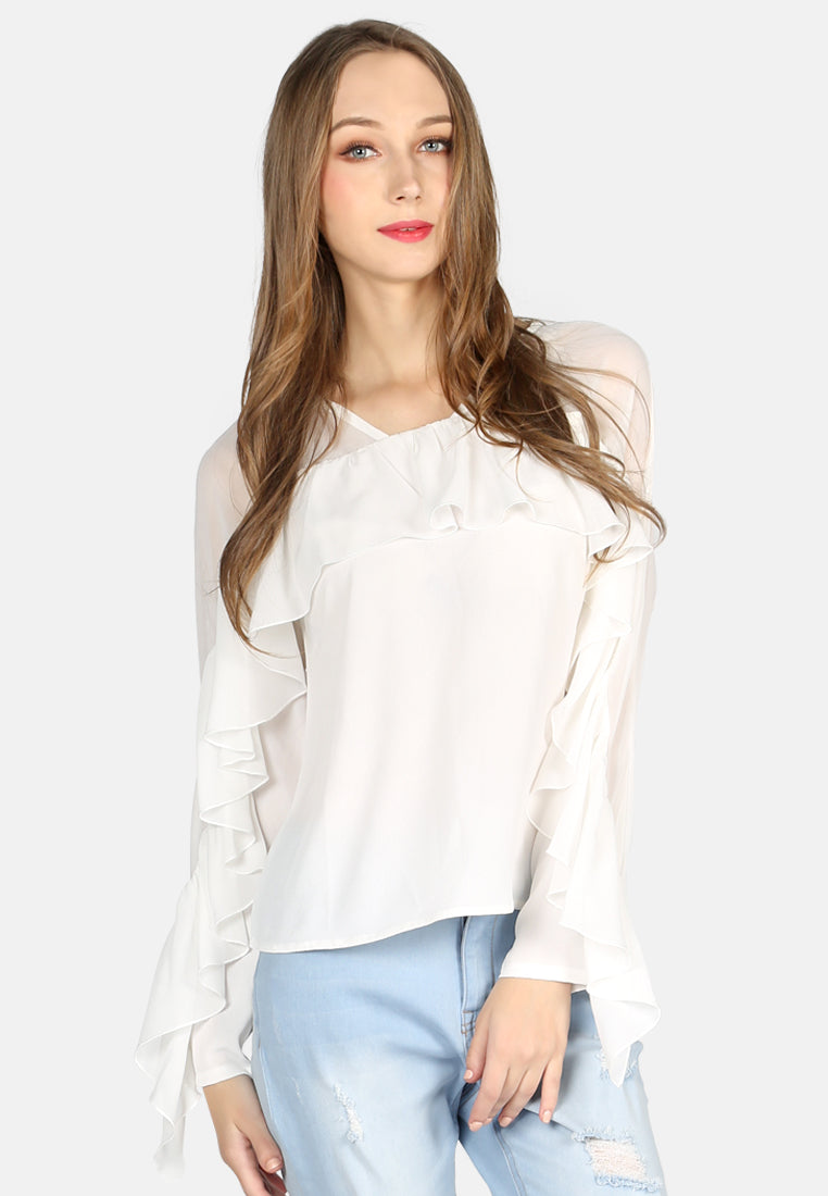 women full sleeve casual top#color_white