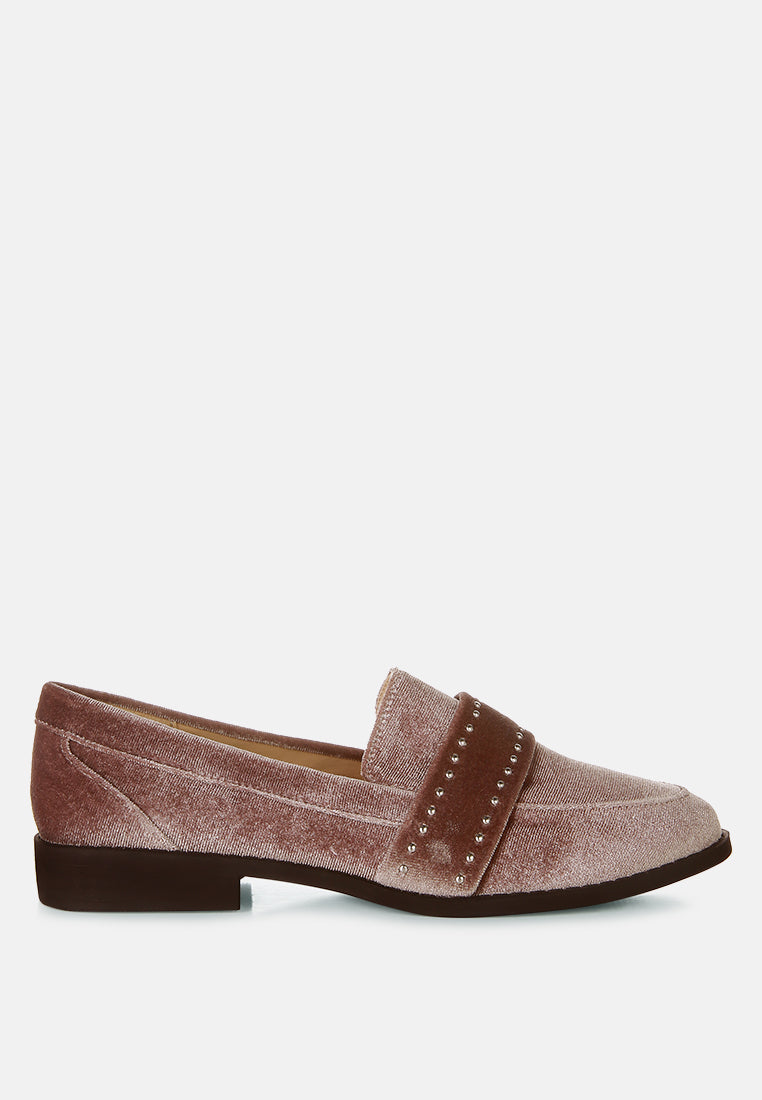 women walkin stud detail velvet loafers#color_taupe