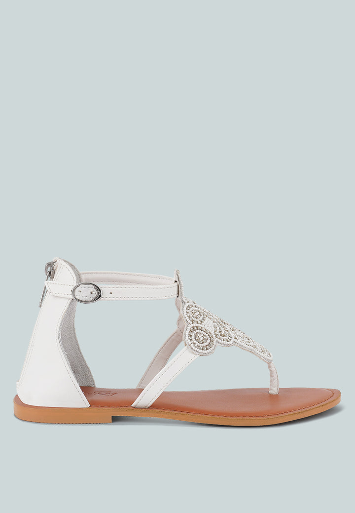 Beads And Rhinestones Flat Sandals