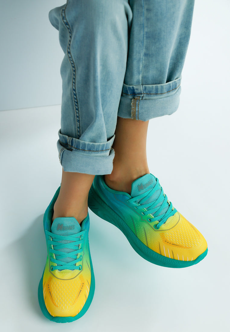 women gradient flyknit sneakers#color_green