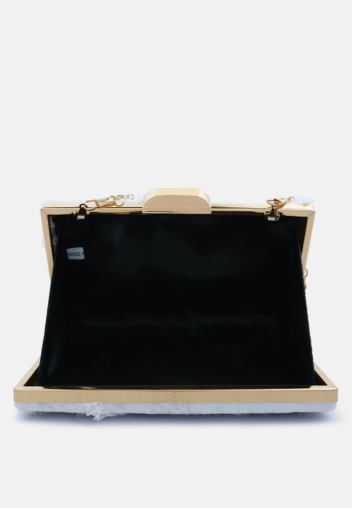 velvet ribbon clutch bag#color_silver