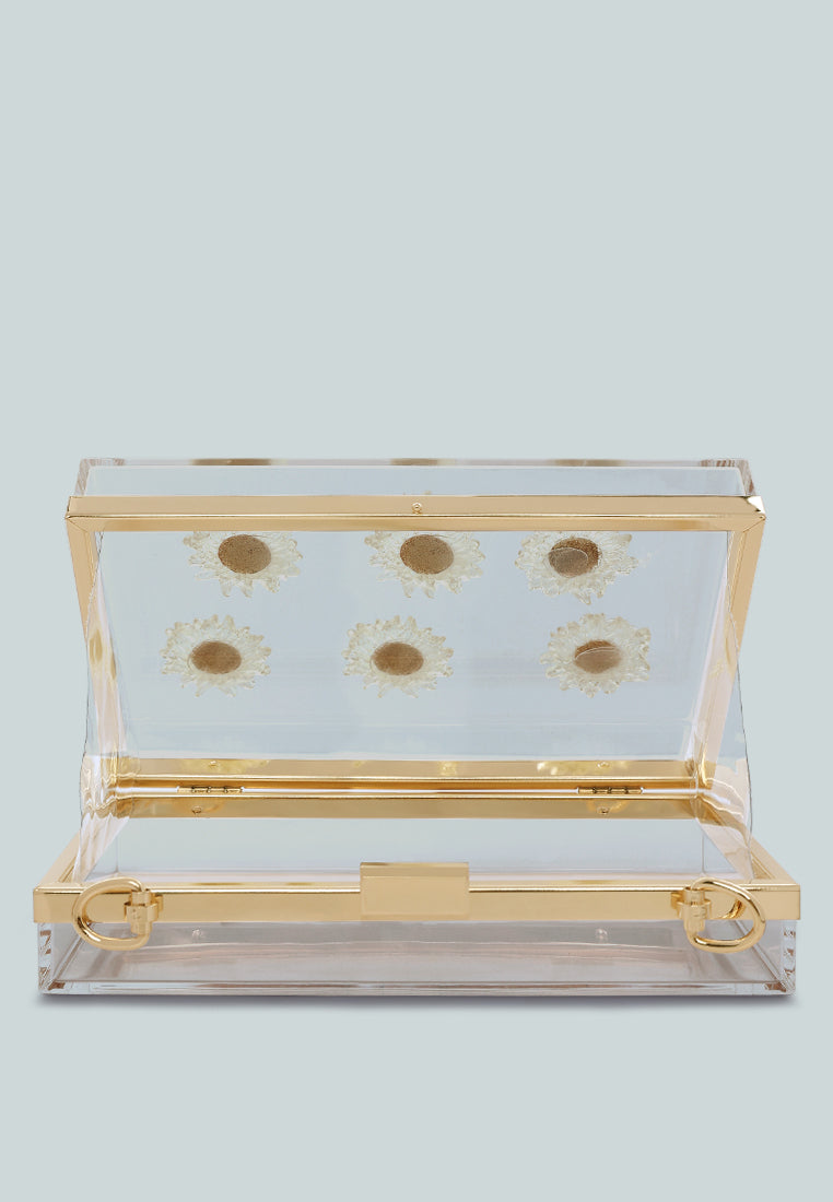 Daisy Detail Clear Clutch Bag