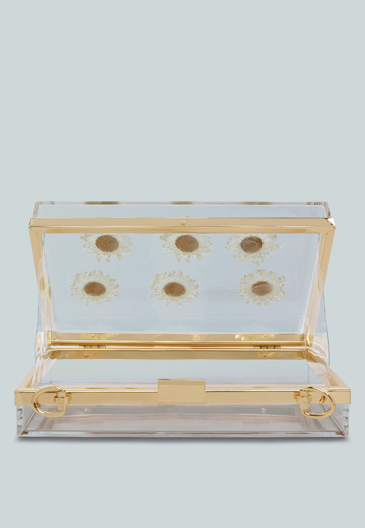 Daisy Detail Clear Clutch Bag