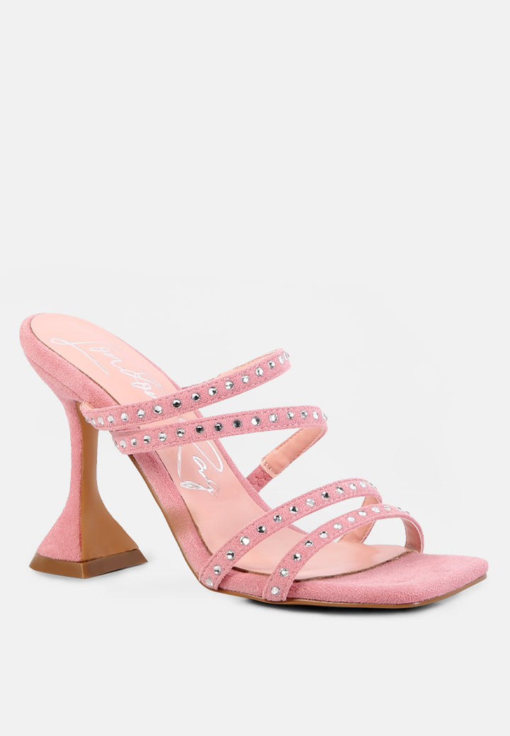 women high heel multi strap sandals#color_pink