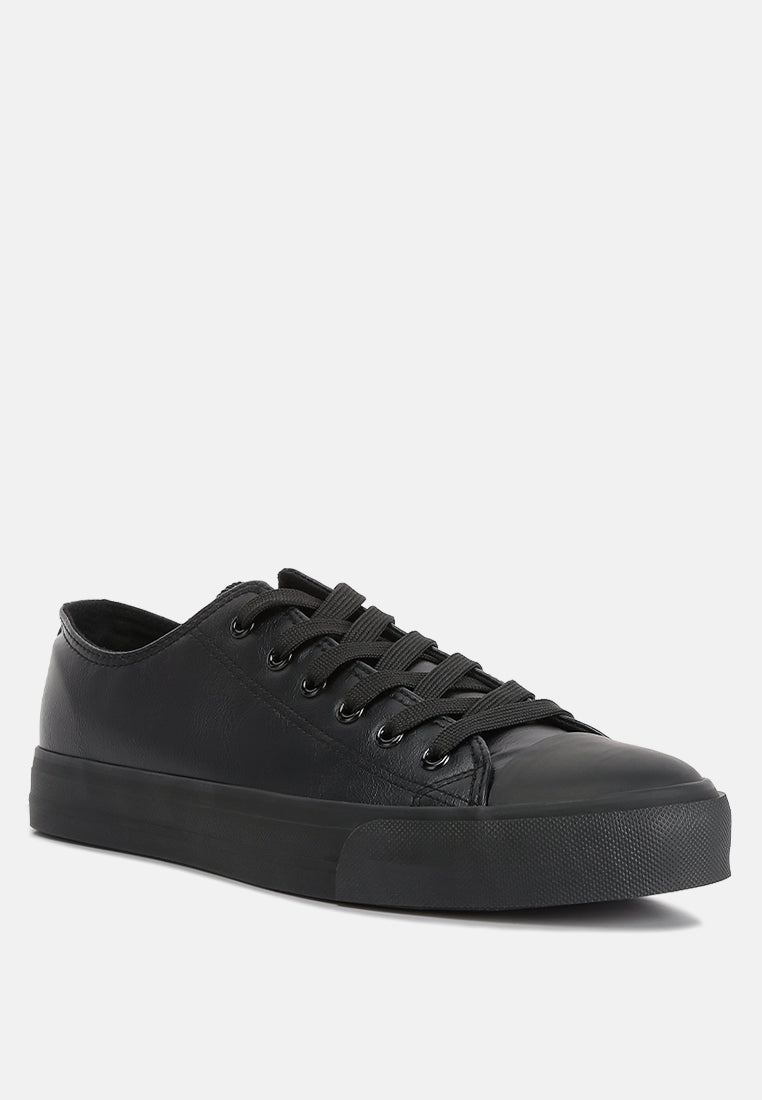 men's lace up basic sneakers#color_black