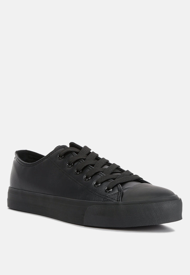 men's lace up basic sneakers#color_black