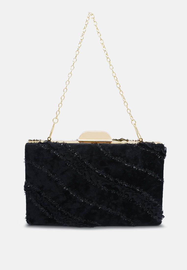 velvet ribbon clutch bag#color_black