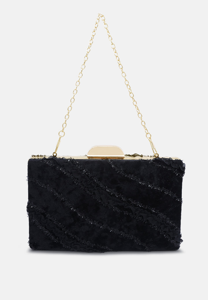 velvet ribbon clutch bag#color_black