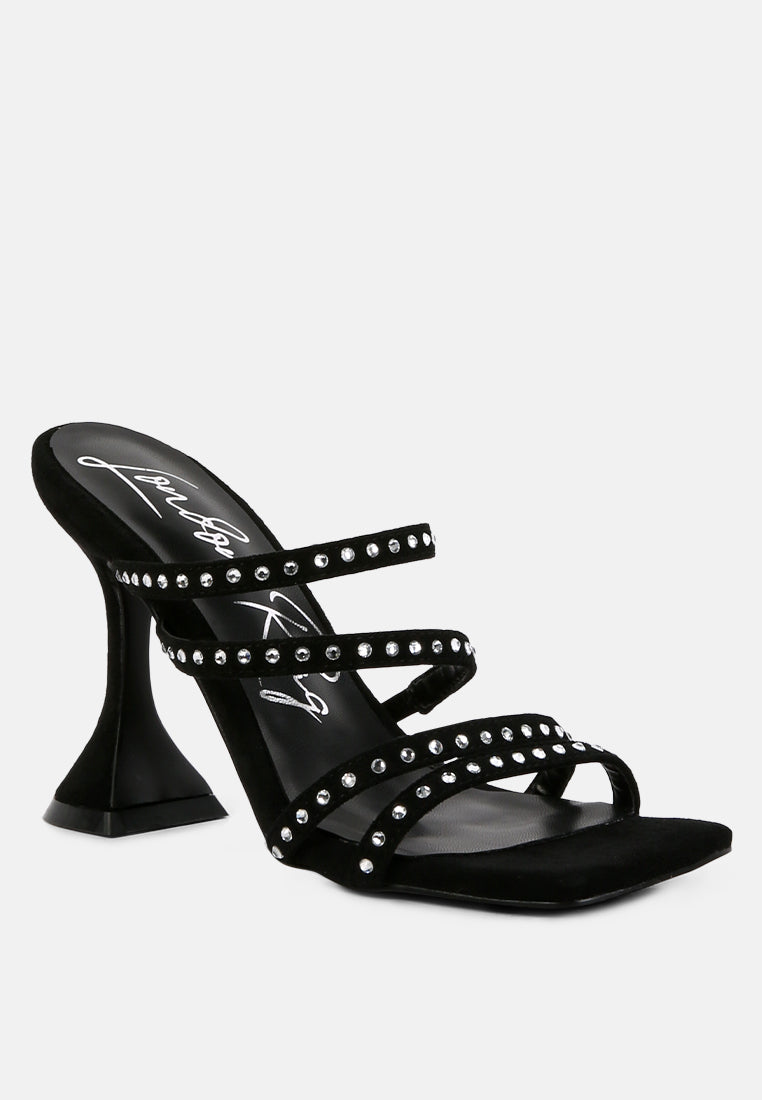 women high heel multi strap sandals#color_black
