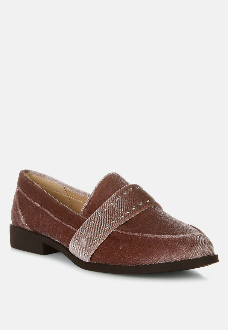 women walkin stud detail velvet loafers#color_taupe