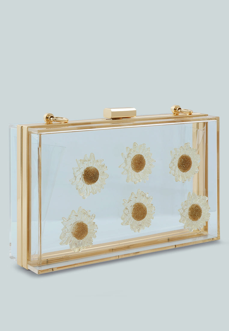 Daisy Detail Clear Clutch Bag