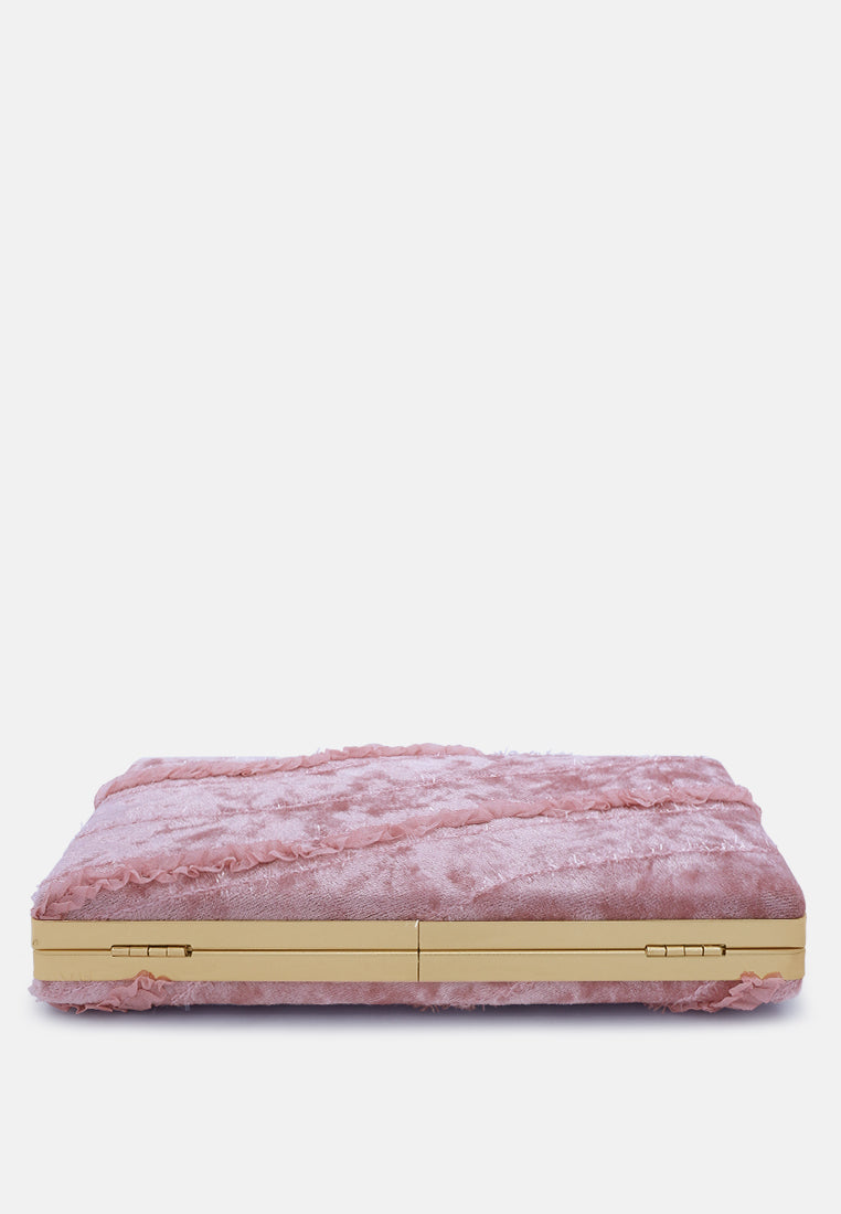 velvet ribbon clutch bag#color_pink