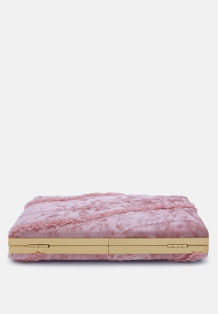 velvet ribbon clutch bag#color_pink