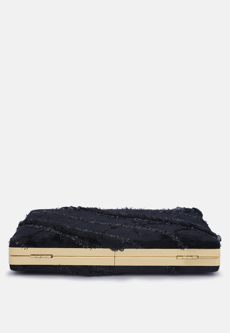 velvet ribbon clutch bag#color_black