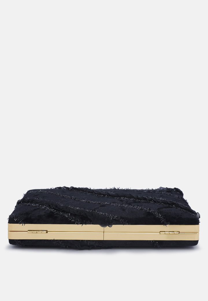 velvet ribbon clutch bag#color_black