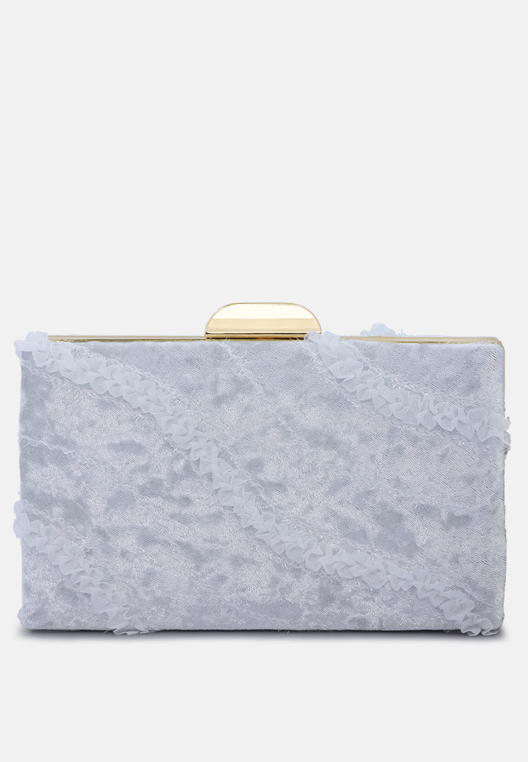 velvet ribbon clutch bag#color_silver