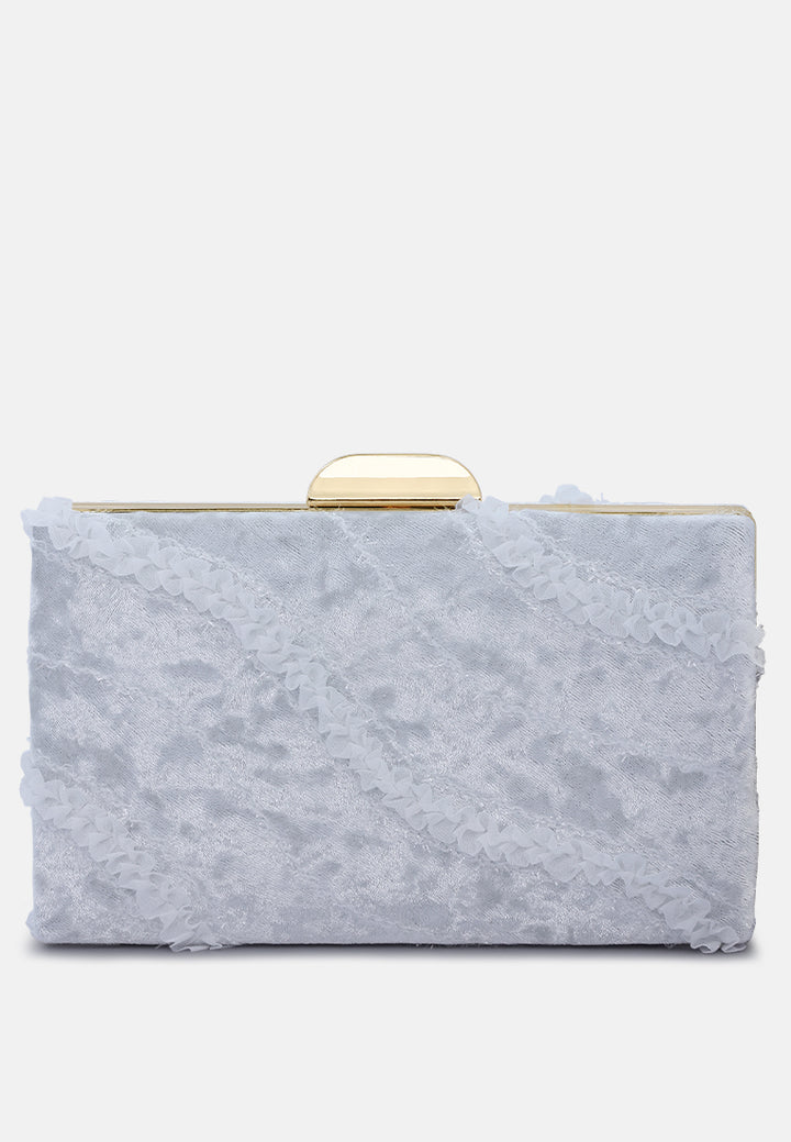 velvet ribbon clutch bag#color_silver