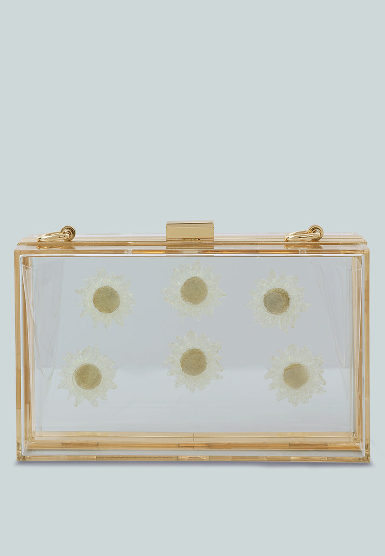 Daisy Detail Clear Clutch Bag