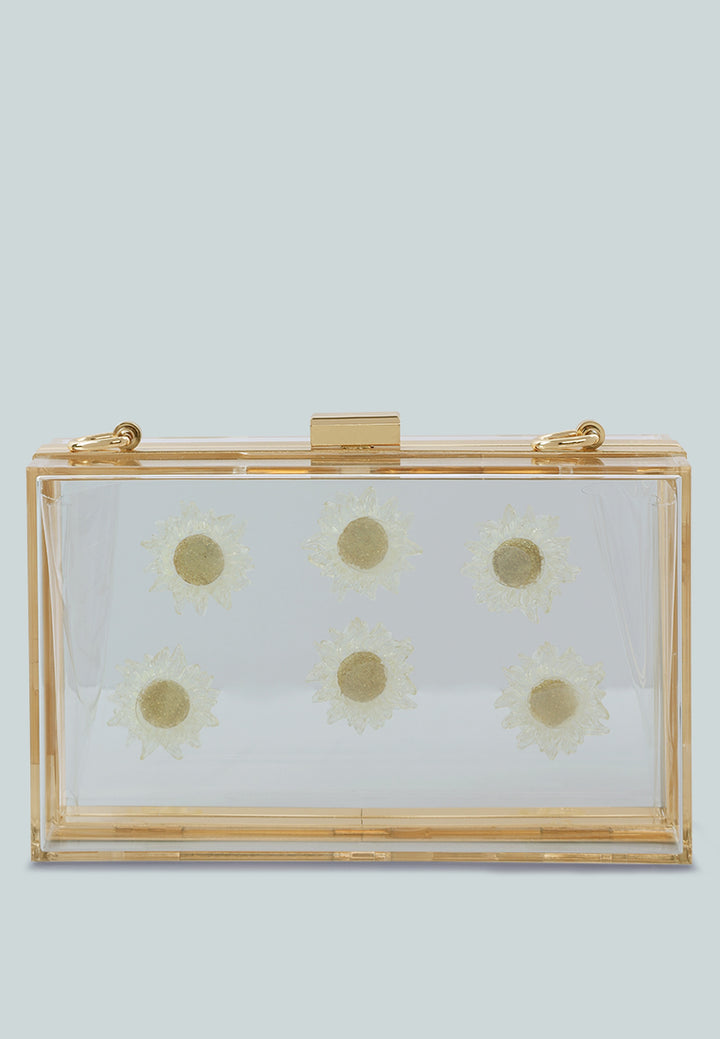 Daisy Detail Clear Clutch Bag