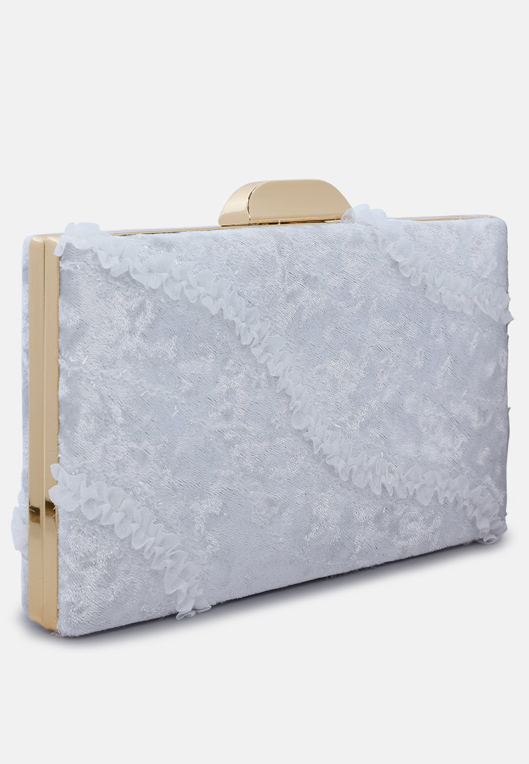 velvet ribbon clutch bag#color_silver