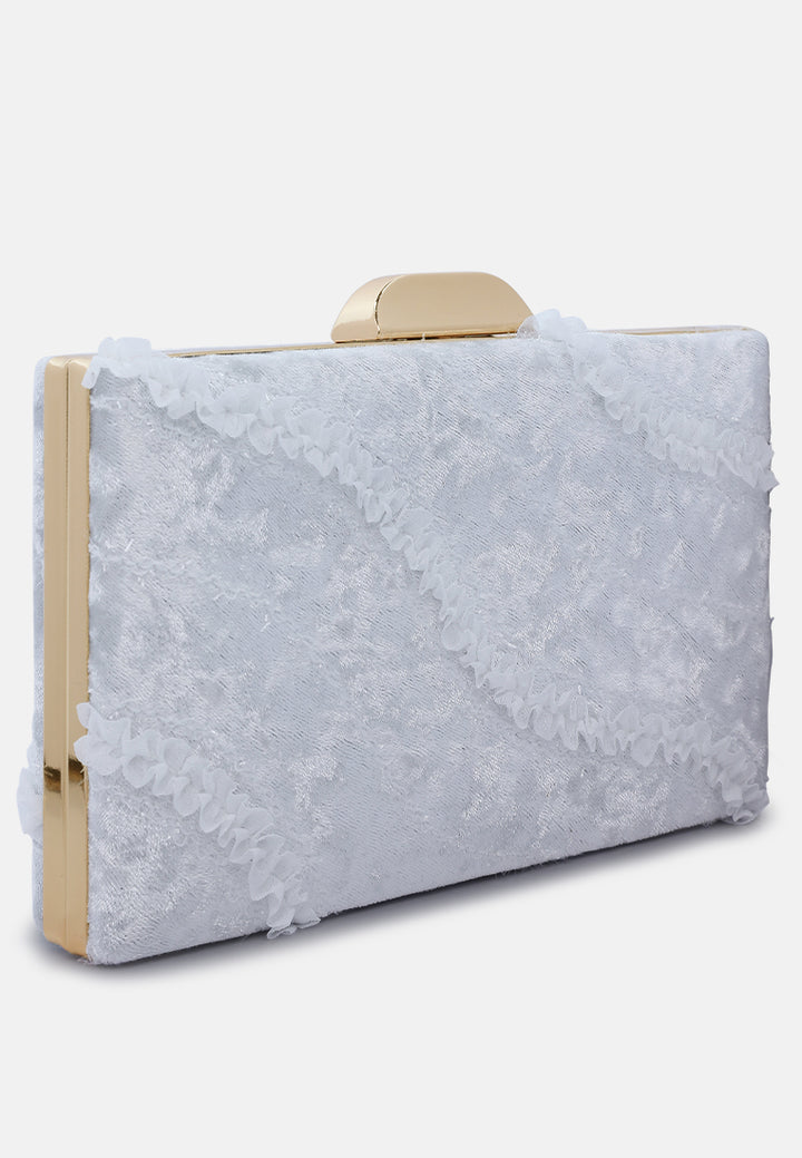 velvet ribbon clutch bag#color_silver