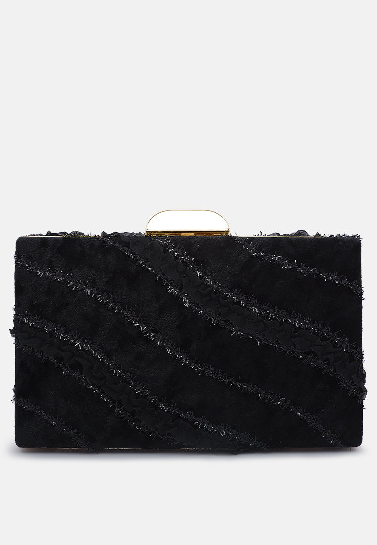 velvet ribbon clutch bag#color_black