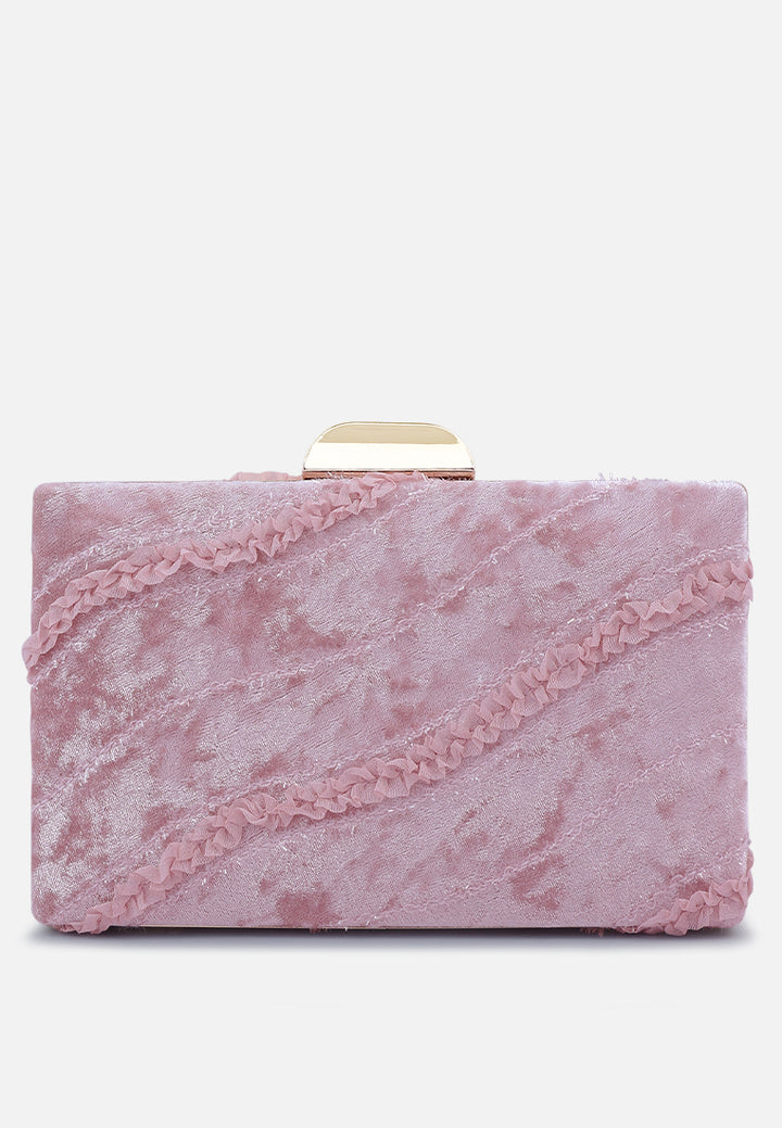 velvet ribbon clutch bag#color_pink