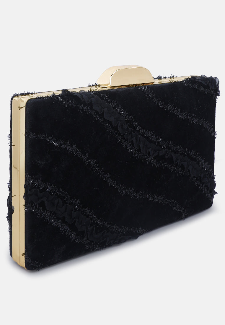 velvet ribbon clutch bag#color_black