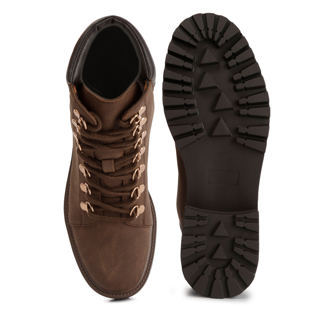 women smooth lace-up boots#color_taupe