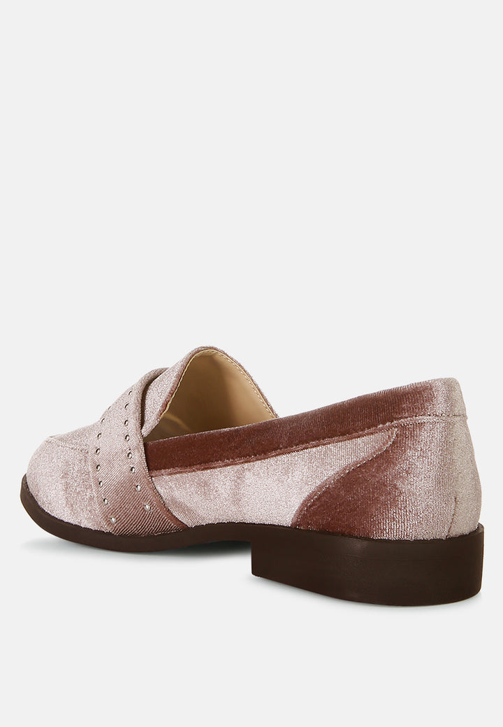women walkin stud detail velvet loafers#color_taupe