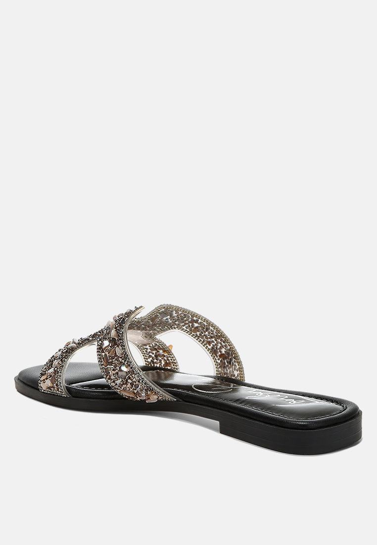 women rhinestone detail cut-out flats#color_black