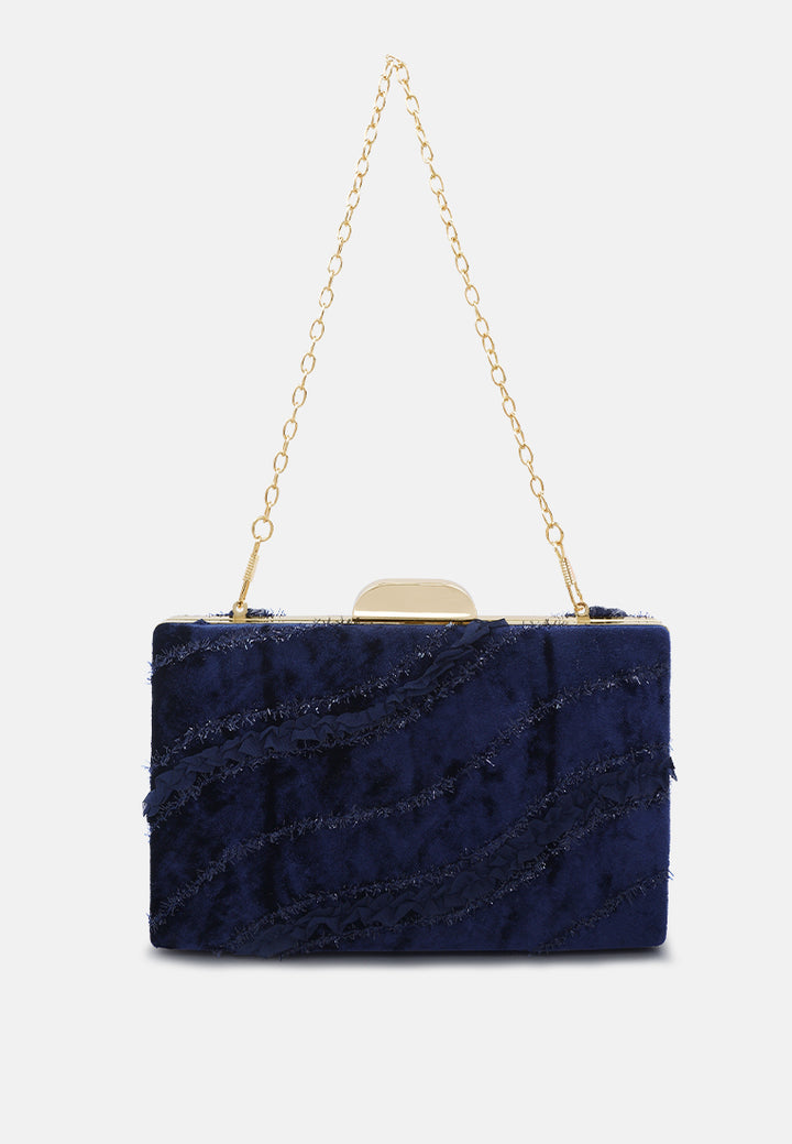 Velvet Ribbon Clutch Bag
