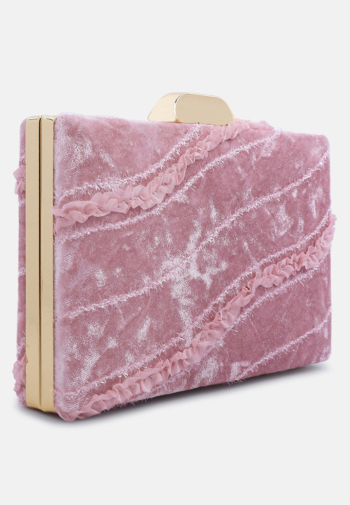 velvet ribbon clutch bag#color_pink