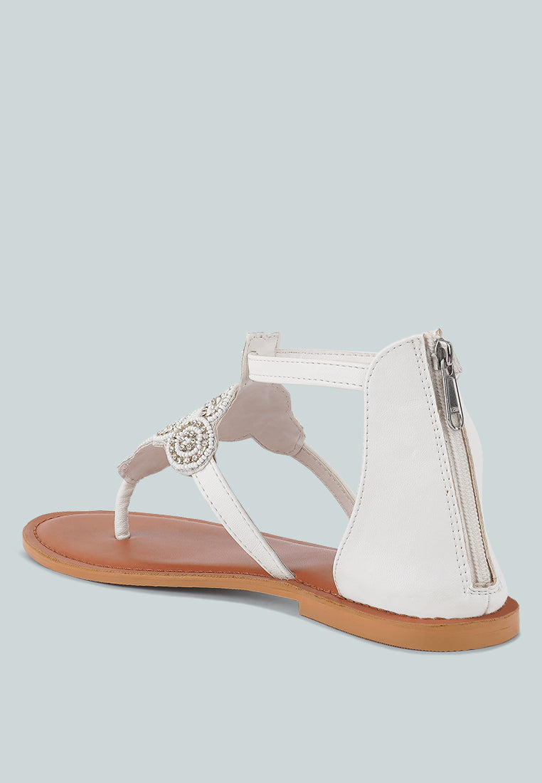Beads And Rhinestones Flat Sandals