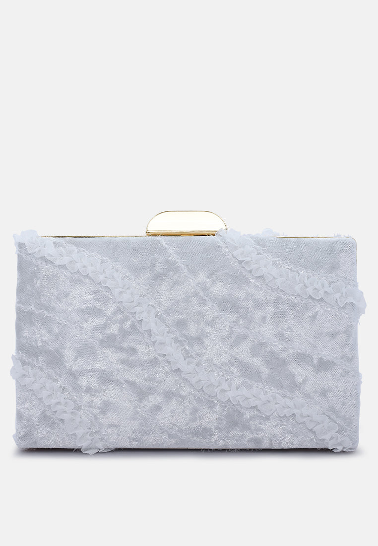 velvet ribbon clutch bag#color_silver
