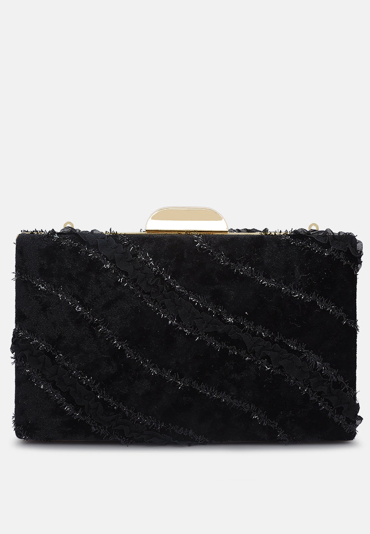 velvet ribbon clutch bag#color_black