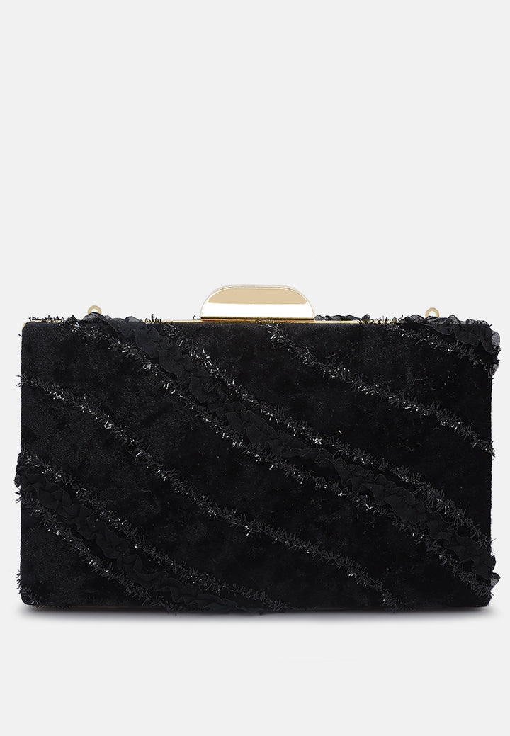 velvet ribbon clutch bag#color_black
