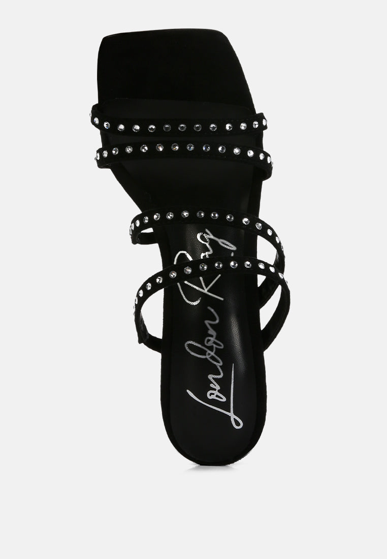 women high heel multi strap sandals#color_black