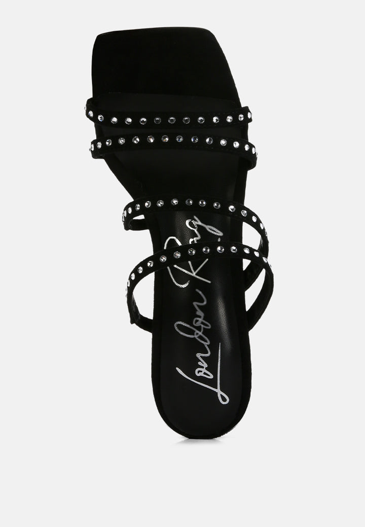 women high heel multi strap sandals#color_black