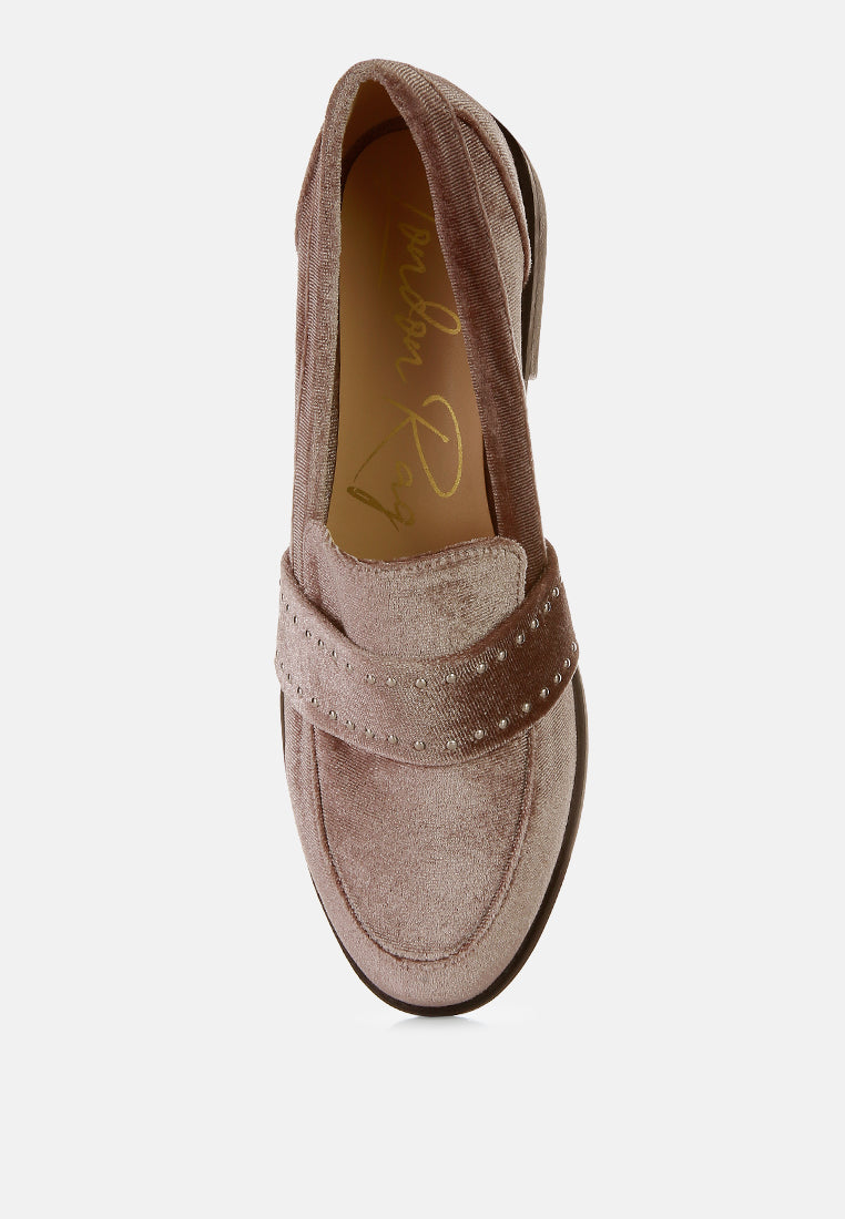 women walkin stud detail velvet loafers#color_taupe