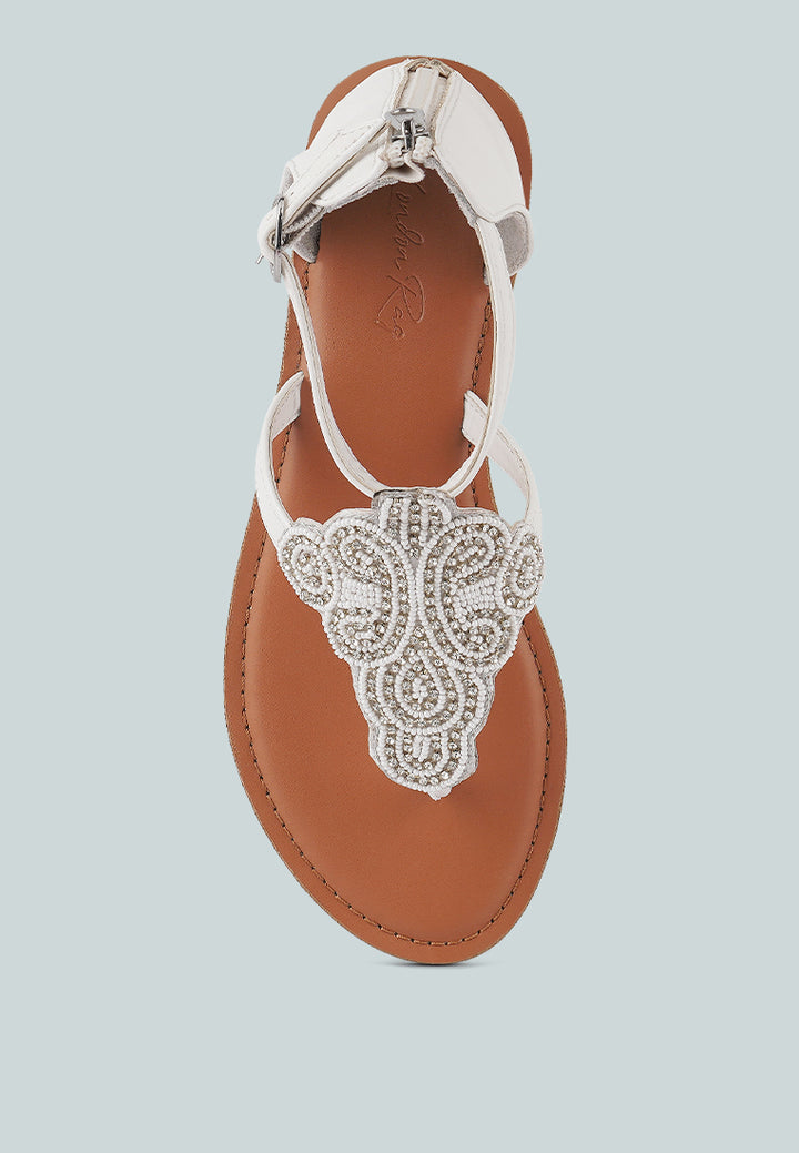 Beads And Rhinestones Flat Sandals