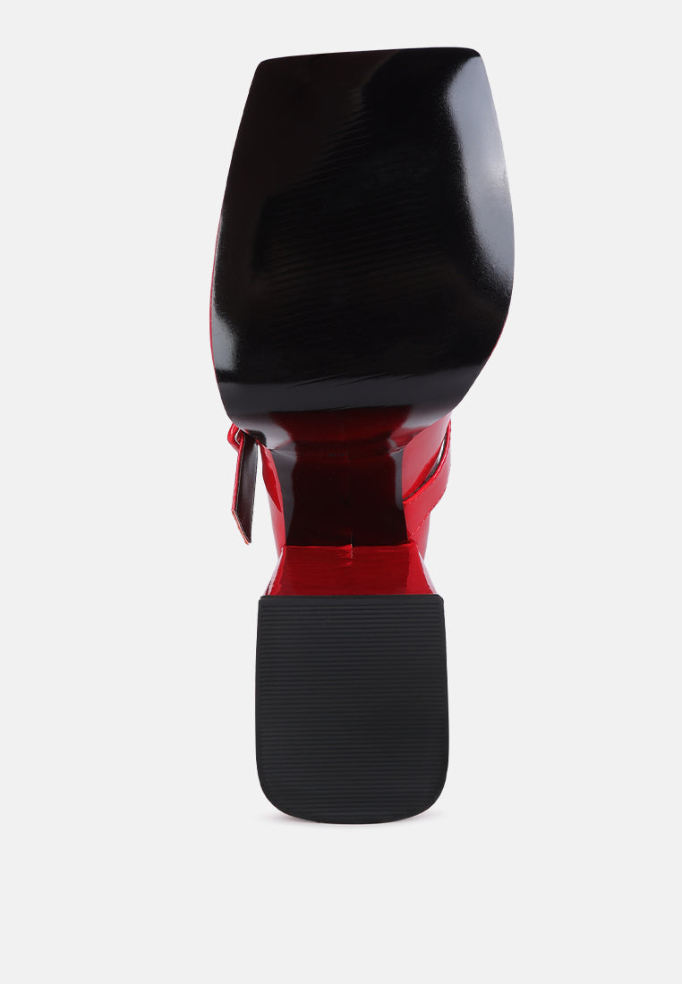 women high platform heel mary jane sandals#color_red