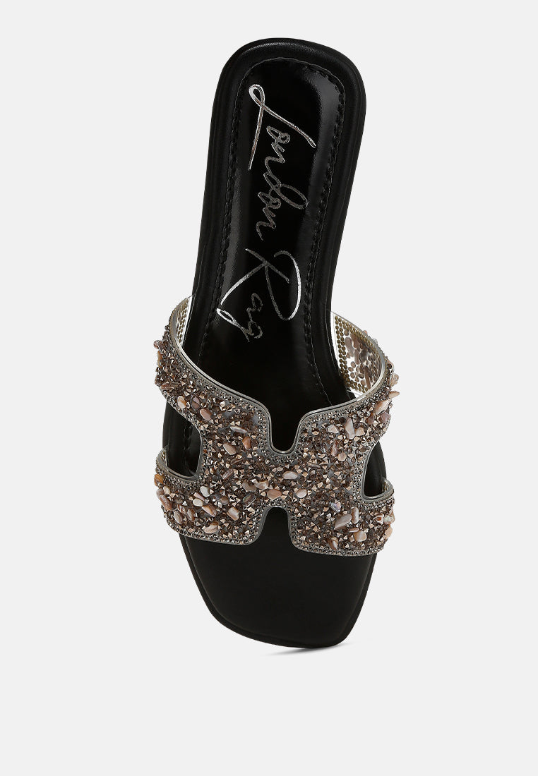 women rhinestone detail cut-out flats#color_black