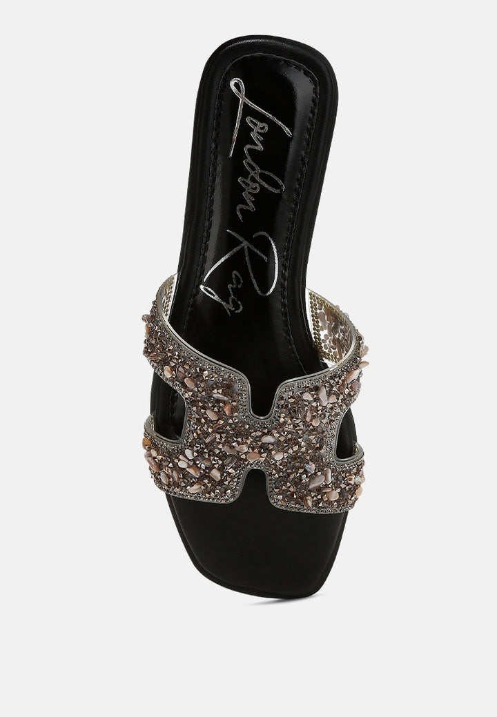 women rhinestone detail cut-out flats#color_black