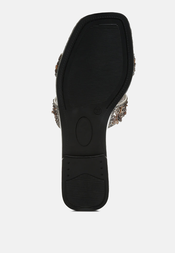 women rhinestone detail cut-out flats#color_black