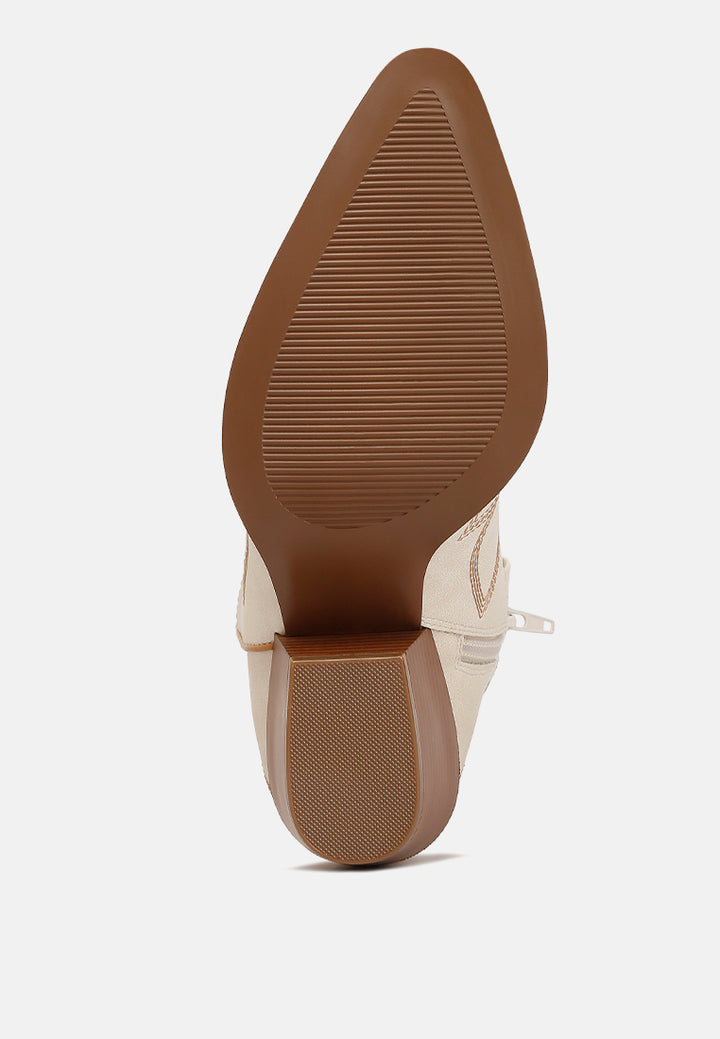 Women Faux Leather Patchwork Detail Boots